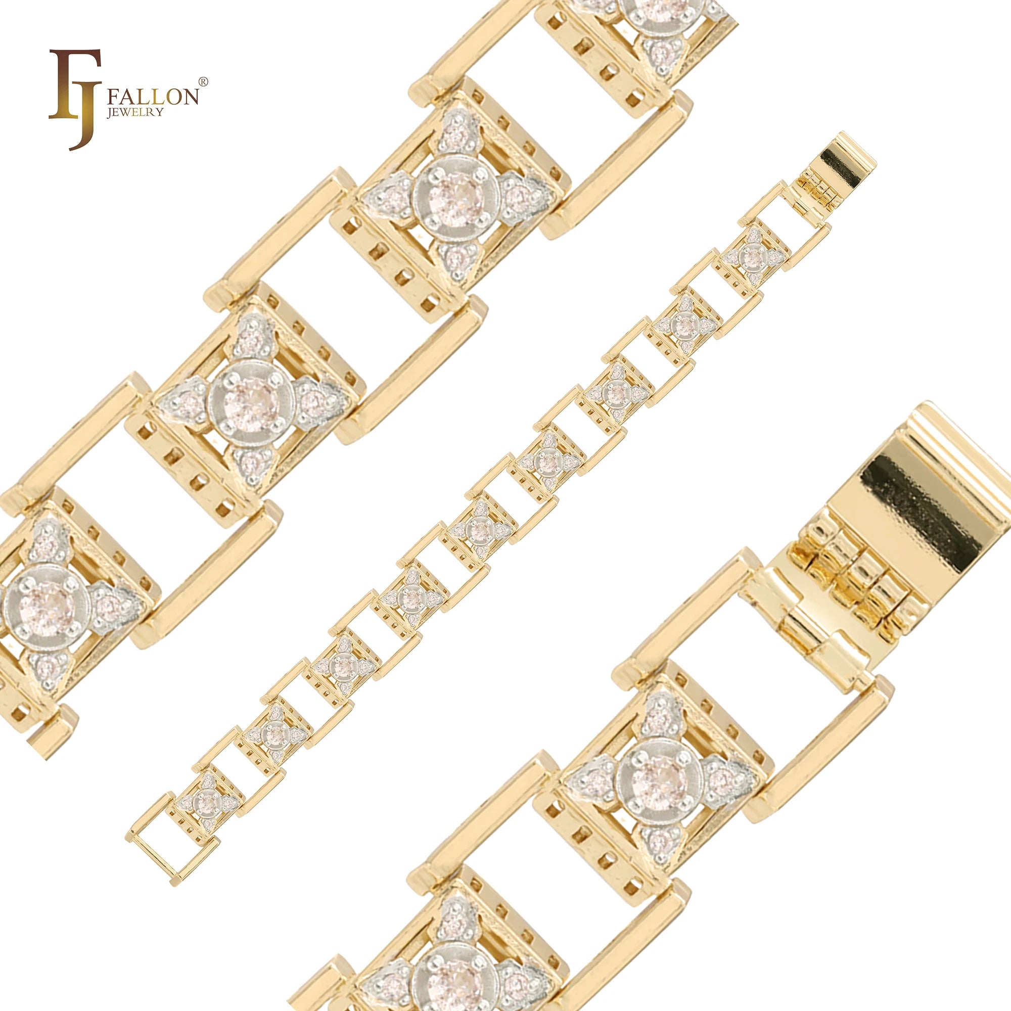 FJ Fallon Fashion Jewelry Bracelets 14K Gold Two Tone Plated Brass Based