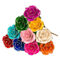L838 Luxury 24k Foil 24 Karat Gold Dipped Real Rose Flower Long Artificial Golden Covered Roses for Valentine's Day Wedding Gift