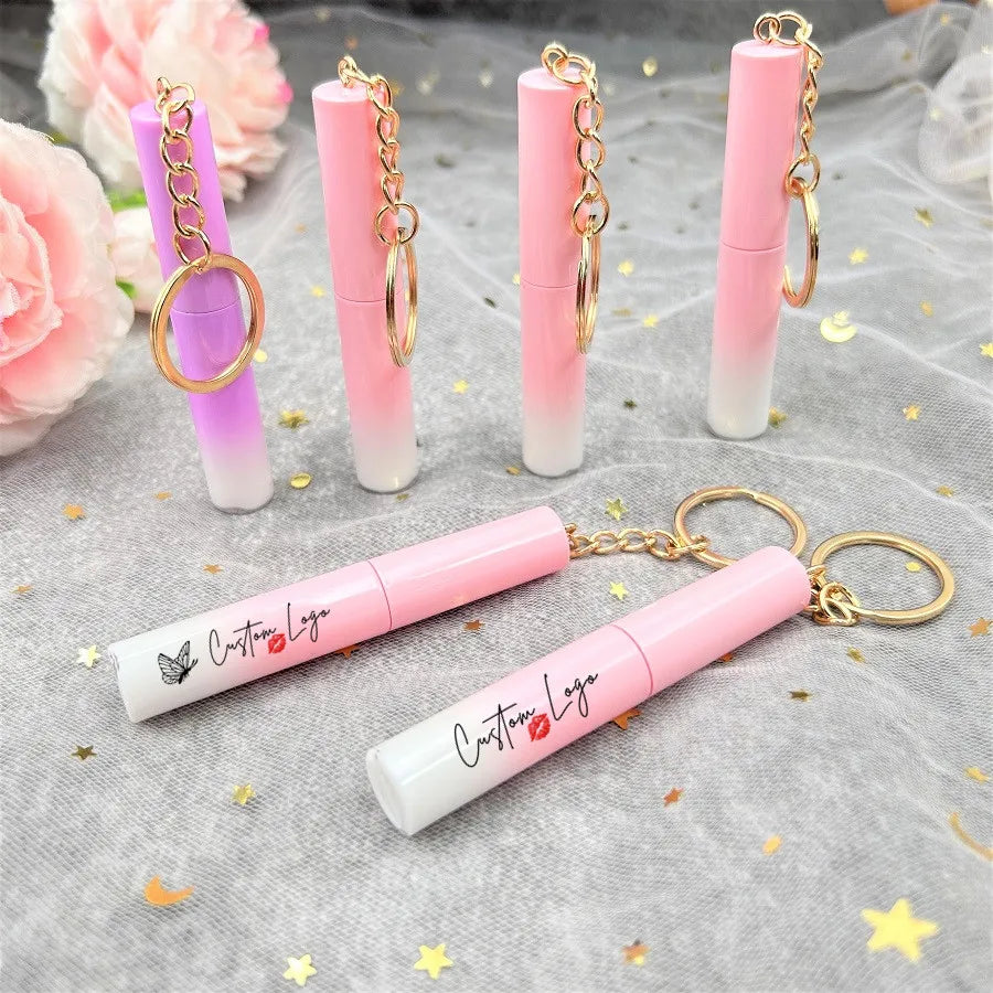 OEM pink Purple Bottle with Chain Strip Eyelash Glue Waterproof Lash Glue Wholesale Private Label Fast Drying Lash Glue