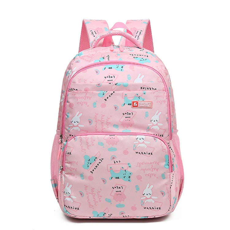 Korean Style pink Printed High Designer Fancy Big School Bags for Girls Students