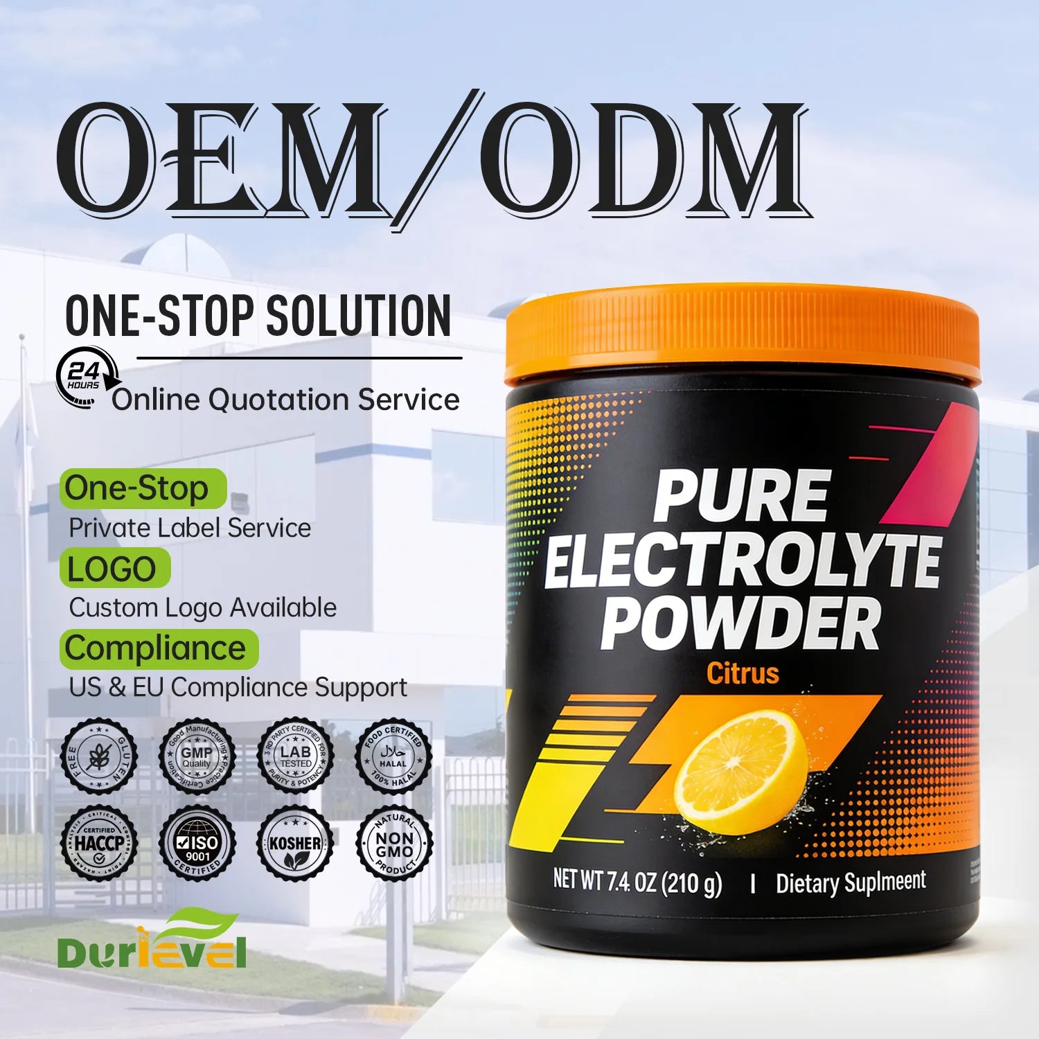 HACCP NSF ISO GMP Certified Electrolyte Powder Taurine Magnesium Vitamin C Potassium Sodium Private Label Custom Branding
