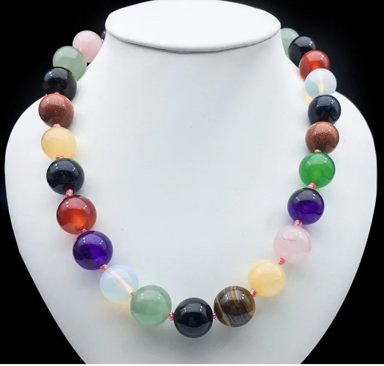 Hongzhuo Wholesale Natural Round Stone Pendant Necklace Cabochon Chakra Beads for Jewelry Making Jewelry