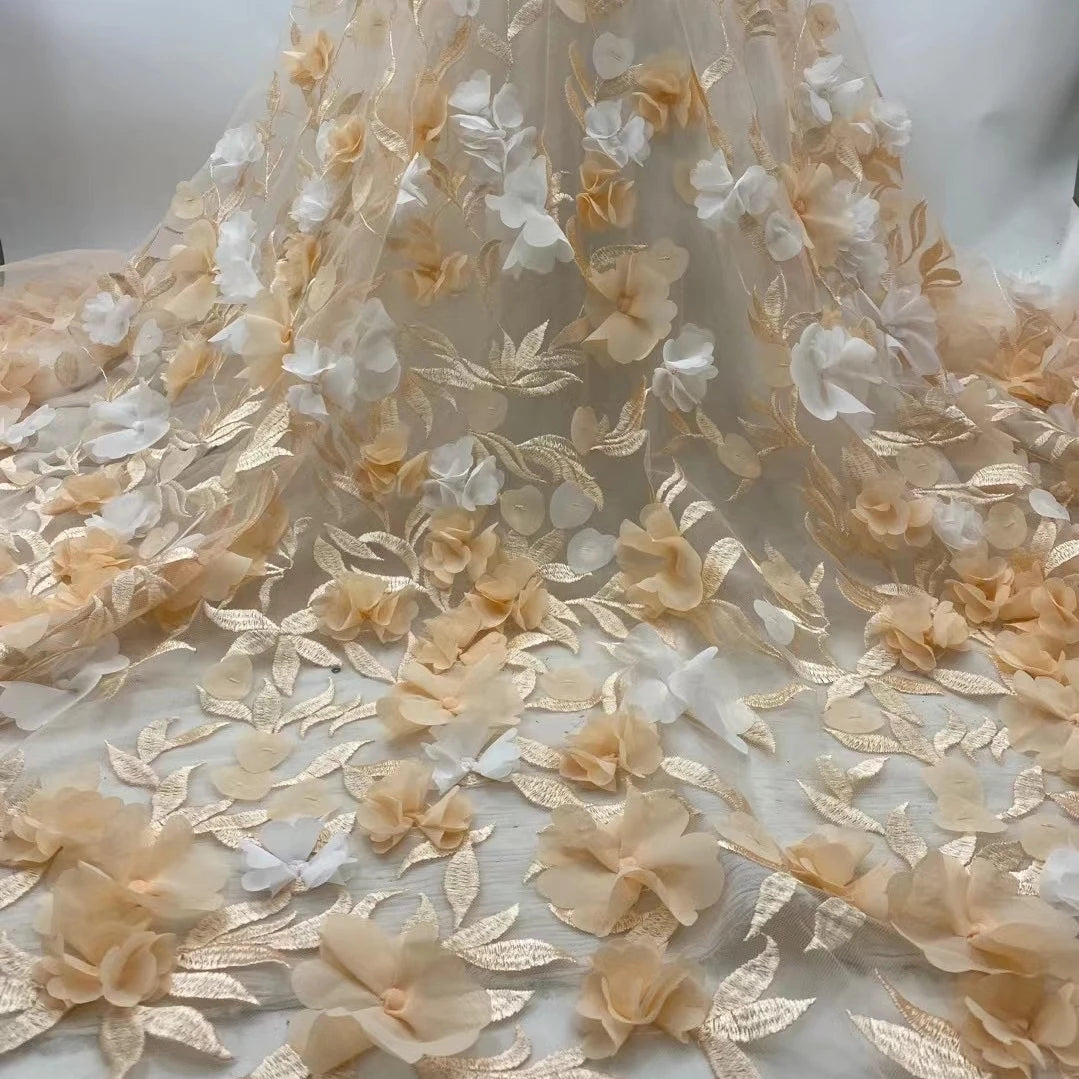 Guipure Lace Material Embroidery 3d White Lace Fabric