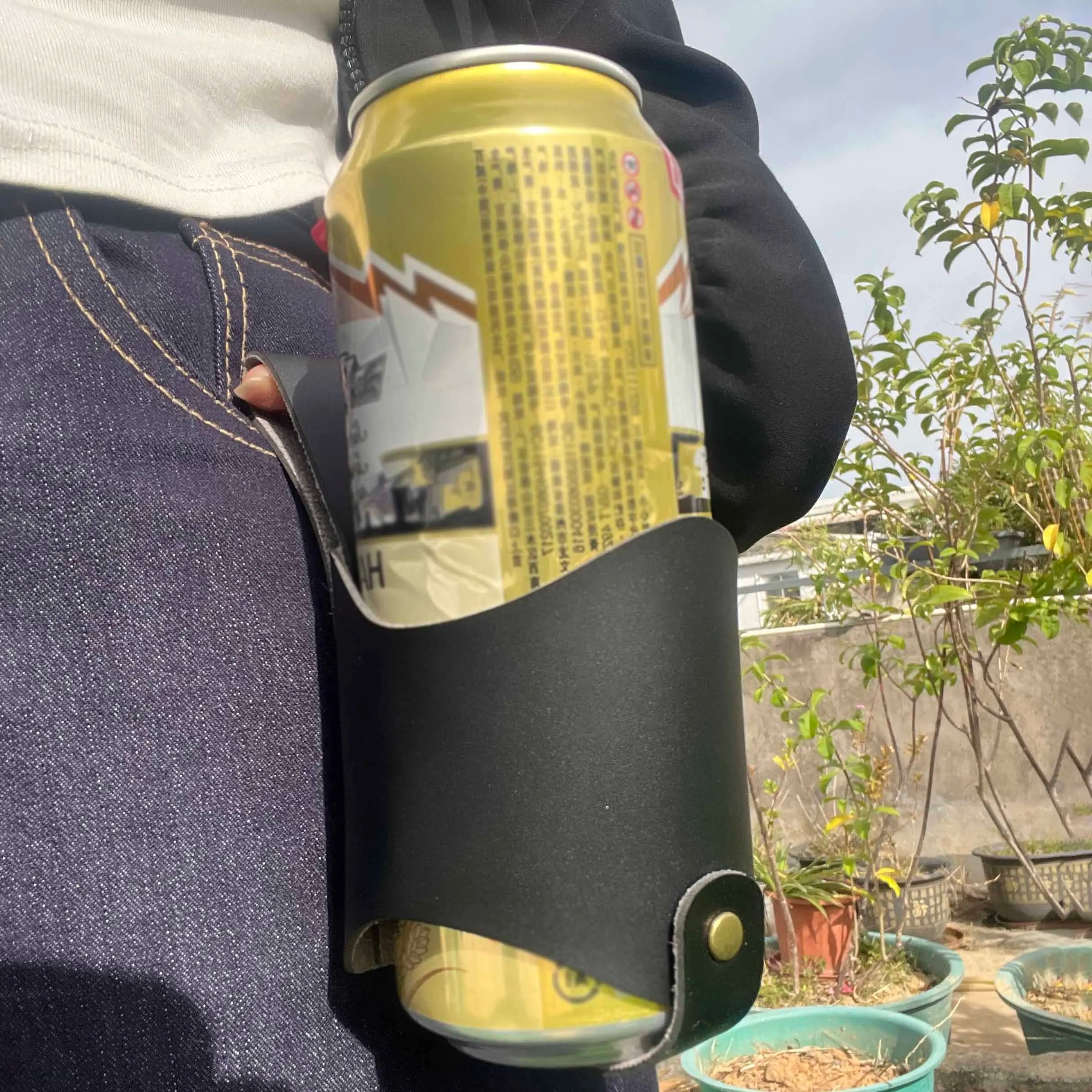 Quick Shipping Leather Beer Bottle Holder Faux Leather Beer Cans Holder Drinks Can Cover Pouch Beverage Waist Belt Holster