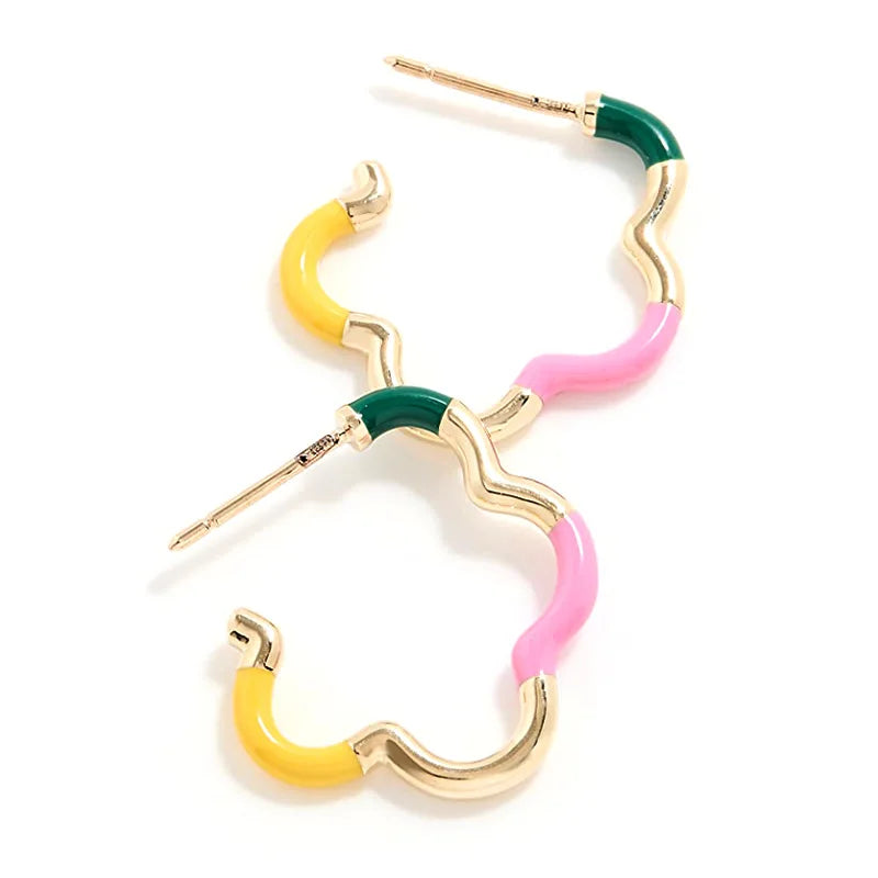 Dainty Earring 925 Sterling Silver Simple Flower-Shape Hollow Colourful Hoop Earring Jewelry for Women