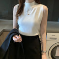 Women Blusas Mujer De Moda _ Verano Sleeveless Knitted Blouse Shirt Women Tops Turtleneck Sweater Tops