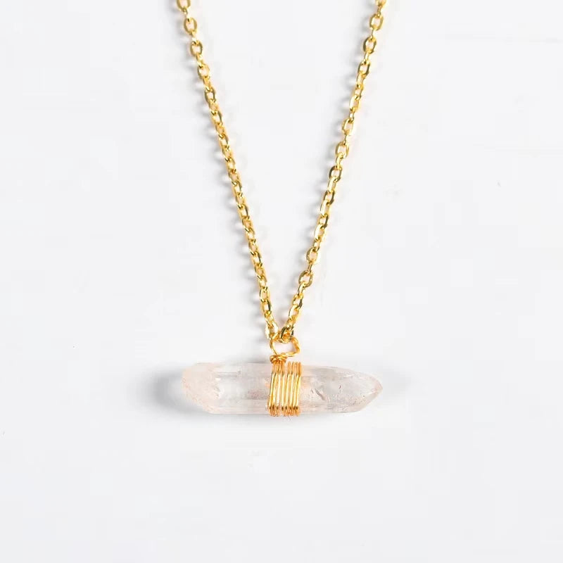Wholesale Natural clear Quartz Single Point Necklace Crystal Jewelry Present for Girl
