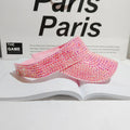 Yantuo Pink Color Shiny Rhinestone Hat Adjustable Size Sun Cap for Women