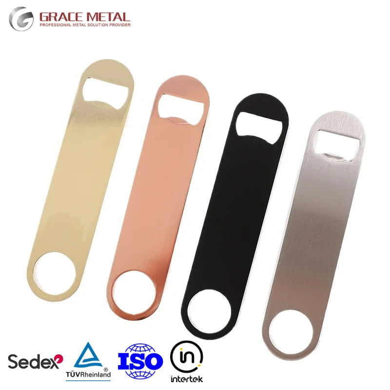 Stainless Steel Gold for Black Sublimation Durable Custom Logo Flat Bottle Opener