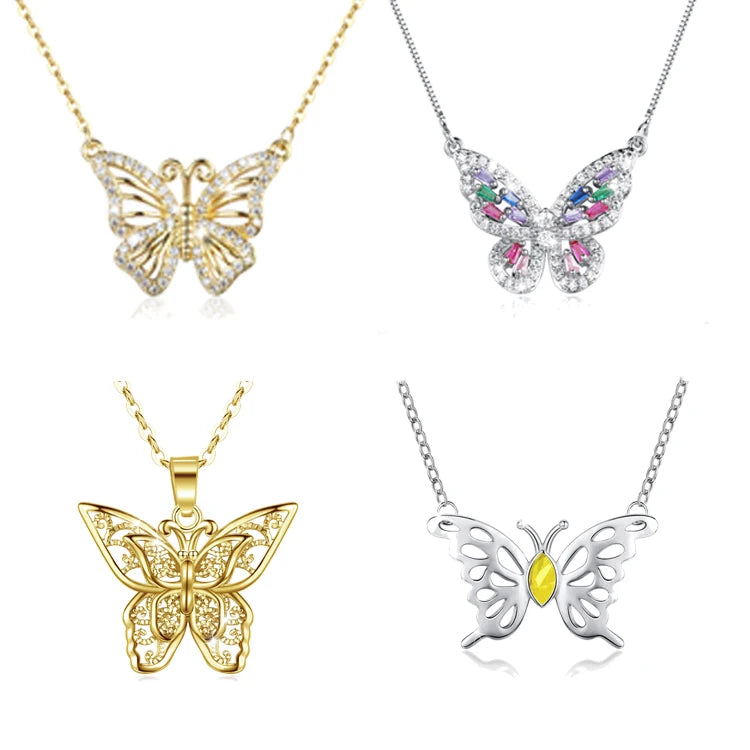 Wholesale 925 Sterling Silver Women Pendant Necklace Colorful Gemstone Fashion Jewelry Necklaces