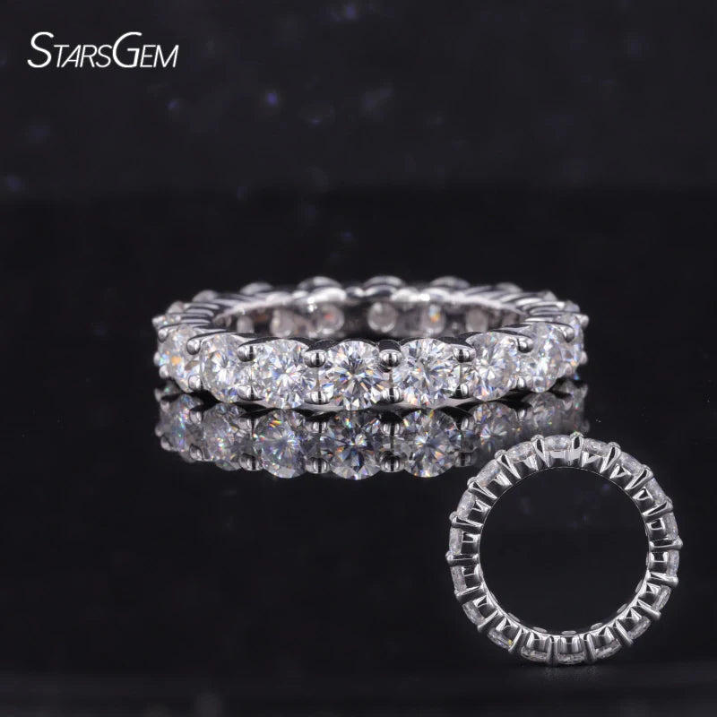 Starsgem Custom Women 14K Solid Gold Eternity Ring Engagement Moissanite Rings