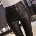 2024 Spring Winter Warm Women Pants  Female PU Leather Velvet Trousers Elastic Pencil Skinny Pants Women's Tight Pants
