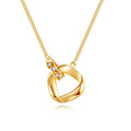 YINSAKI Silver 925 Rhodium Rose Gold Plated Zircon Trendy Circle Double Ring Link Pendant Necklace for Wedding Engagement Gift