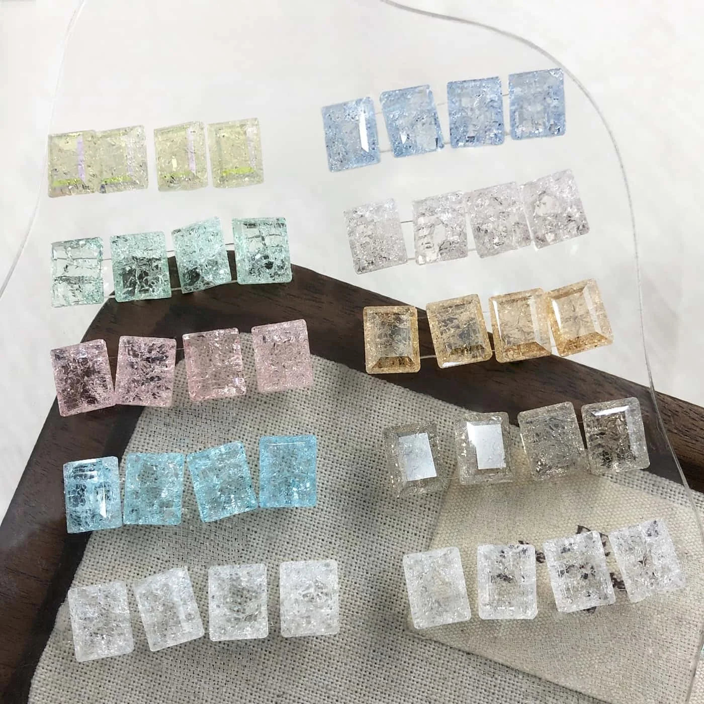 K9 Crystal  Ice-transparent Flower Diamond Nail Art Accessories Light Blue Square Pointed-bottom Rhinestones Nail Decoration