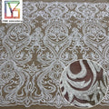 Luxury White Cord Embroidery Tulle Lace Fabric Bridal Wedding Fabric 100% Polyester Cord Embroidered Lace Fabric for Women Dress