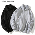 1/4 Zipper Spring Sweat Shirt for Men Pullover Long Sleeve T-shirt Solid Color Turnover Collar Hoody Print Logo Custom Available