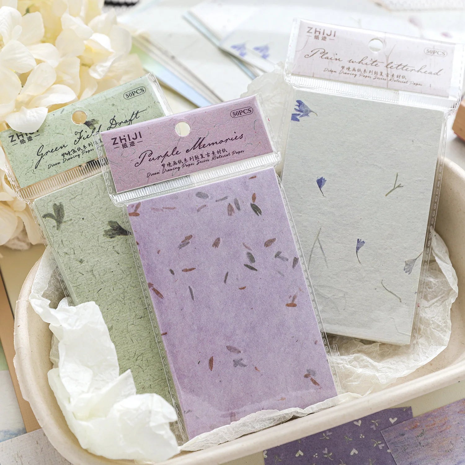 50pcs/pack Vegetable Paper Dreamscape Drawing Paper Series Light Retro Handbook Decoration Base Material