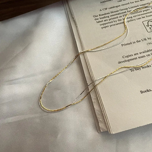 0.6MM Fashion Single Silver Gold Chain Necklaces for Women Fine 925 Sterling Silver Jewelry