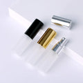 Stock Fine Mist Gold Silver Black Aluminum Thin Cosmetic Packaging 5ml Matte Frosted Perfume Glass Spray Bottle