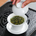 120ml Custom Porcelain Teacup Sancai Porcelain Gaiwan Tea Cup Set White Ceramic Gaiwan