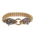 Viking Souvenir Stainless Steel Gold Chain Wristband Men's Viking Bracelet Norse Wolf Bracelet Viking Jewelry