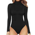 Custom Women's Long Sleeve Regular Fit Casual Solid Spring Knitting High Waisted Bodysuit Jumpsuit