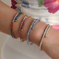 NEW BOHEMIAN BLINGBLING ICED COLORFUL LAYERED TENNIS ZIRCON BRACELET SET Dazan HOT INS Stainless Steel HOT SELLING JEWELRY GIFT