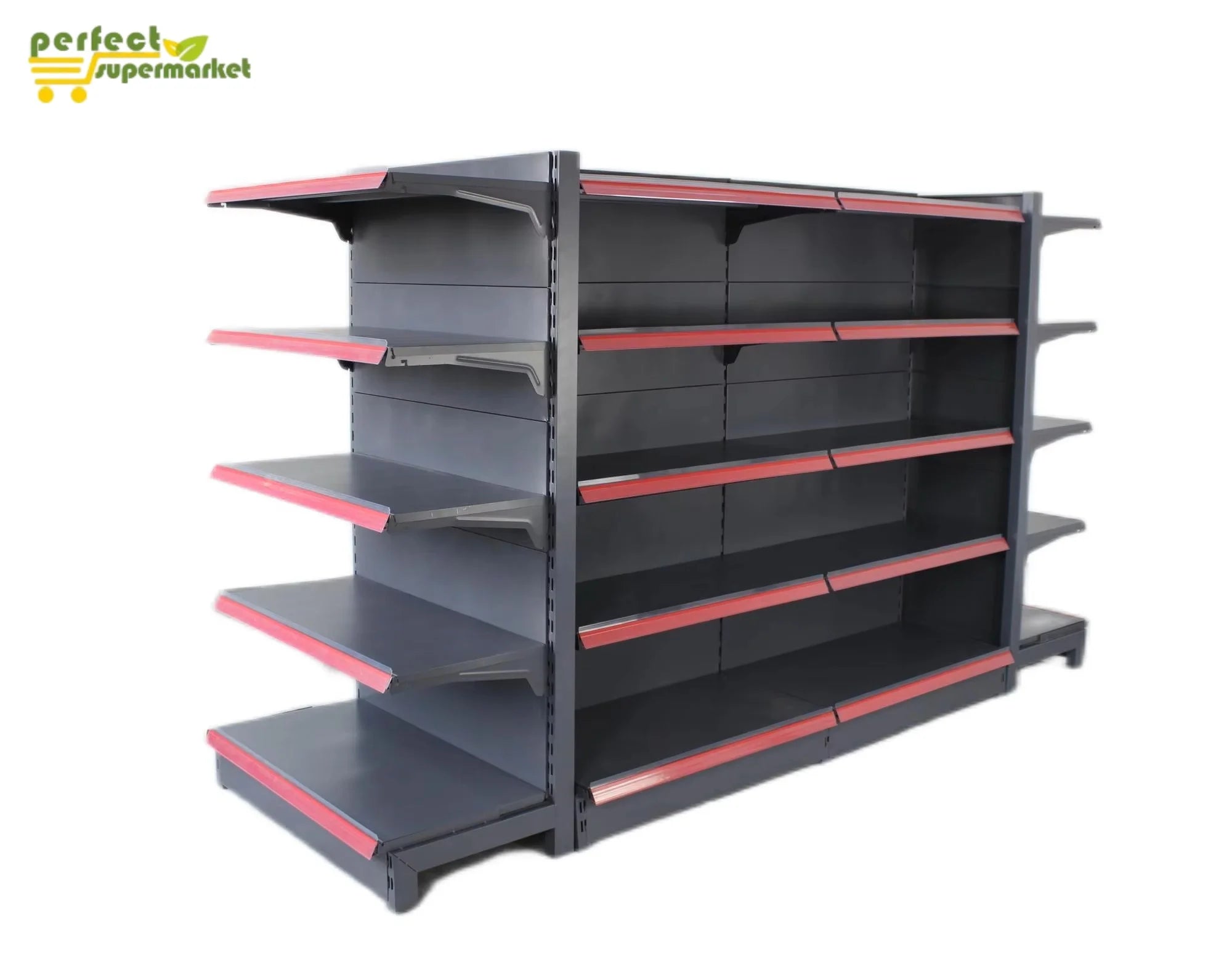 Low MOQ Metal Supermarket Display Rack Double-Sided Heavy Duty Freestanding Grocery Store Shelves Universal Retail Stand