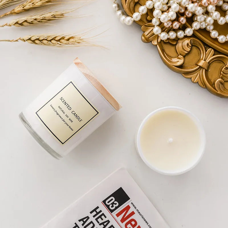LA02PZ Glossy White Soy Wax Lasting Scent Candles with Package Box Wedding Gift Candles