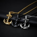 Trendy Fashion Men's Non-tarnish Stainless Steel Necklace Chain Premium Simple Design Navy Anchor Pendant Shirt Chain