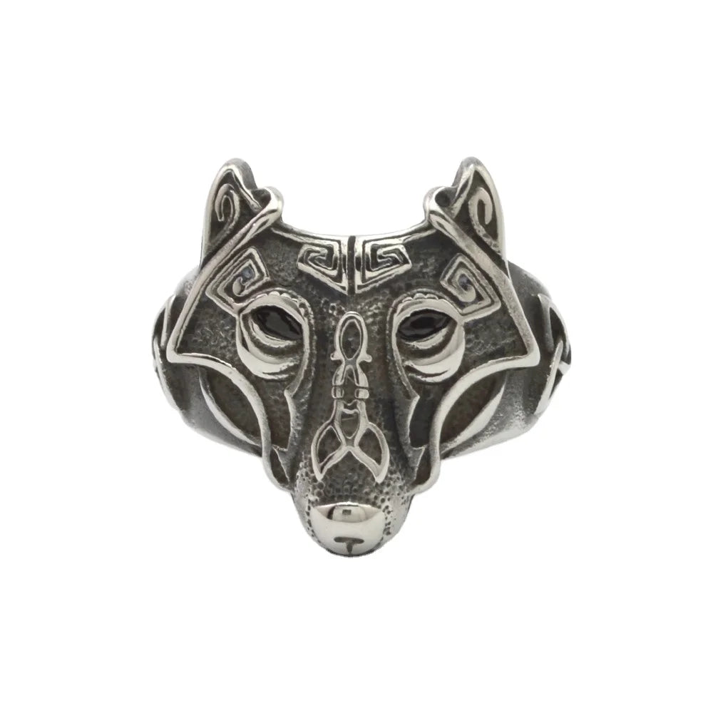 Wholesale Jewelry Viking Men's Jewelry Retro Style 316l Stainless Steel Retro Celtic Wolf Ring Creative Exquisite Boy's Ring