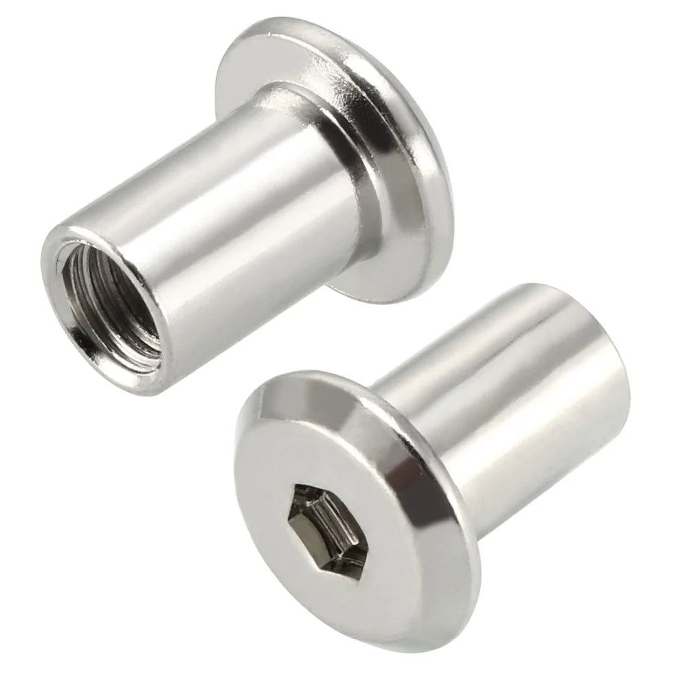 Uxcell New 20pcs/lot M6x12/15/17/22mm Iron Nickel Plated Rivet Hex Socket Head Insert Nut Screw Post Furniture Fittings Fastener