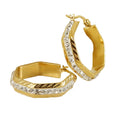 New square Waterproof Tarnish Free Designer Inspired Stainless Steel Gold Plate Moissanite Zircon Inlay Earring Hoop for Women