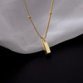 Fashion Jewelry 925 Sterling Silver Bead Necklace Geometric Bullion Cuboid  Rectangle Shape Pendant Gold Plated Necklaces