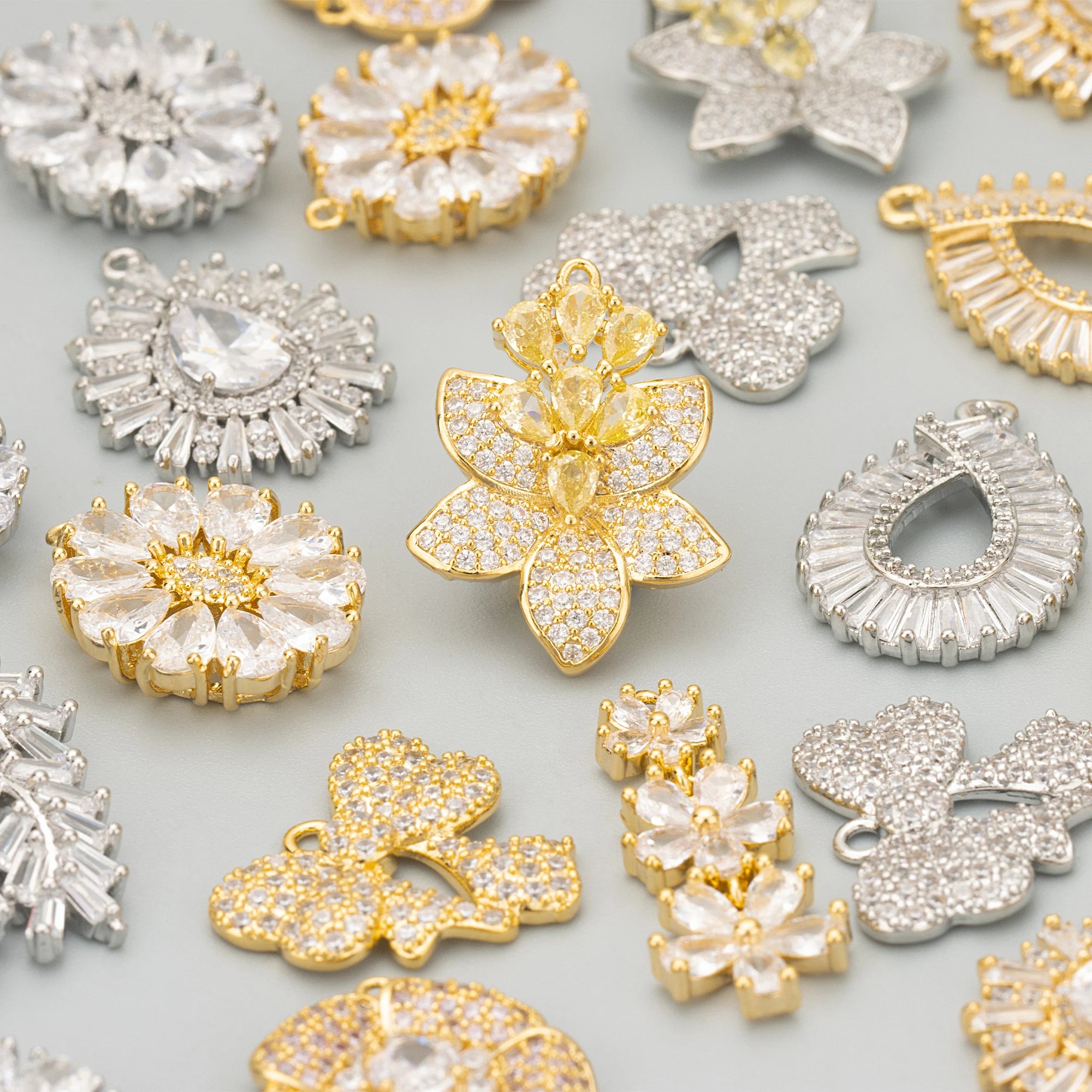 ME18 4pcs Lot 18k Gold Rhodium Plated Copper Zircons Handmade Jewelry Accessories for Necklace Making DIY Pendants Findings