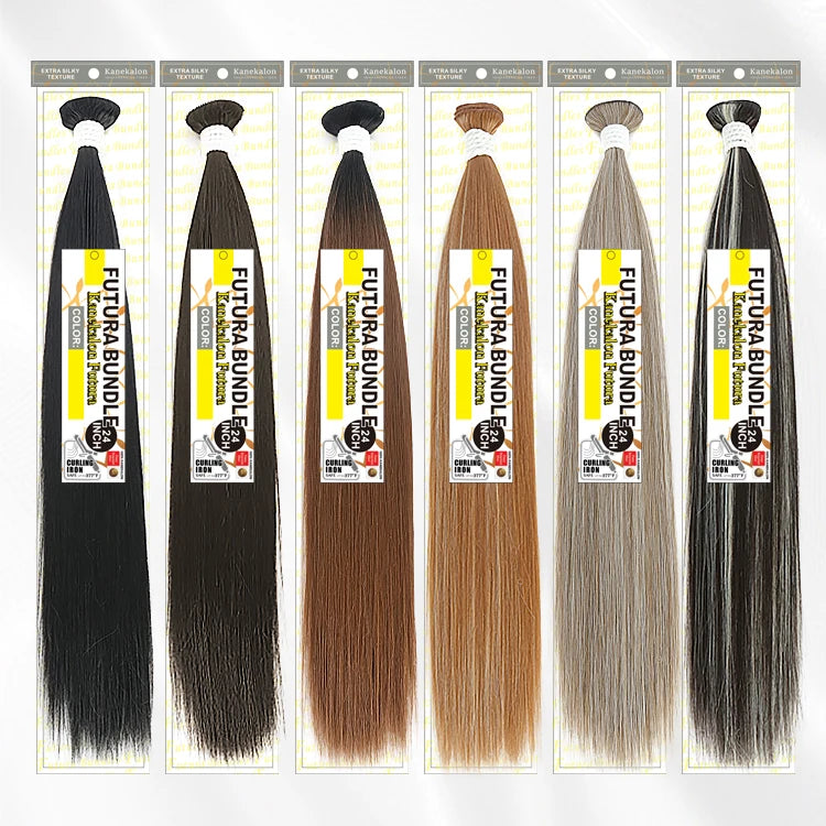 Julianna Wholesale Smooth Heat Resistant Bone Straight Protein Fiber Heat Resistant Weave Weft Bundle Synthetic Hair Extensions