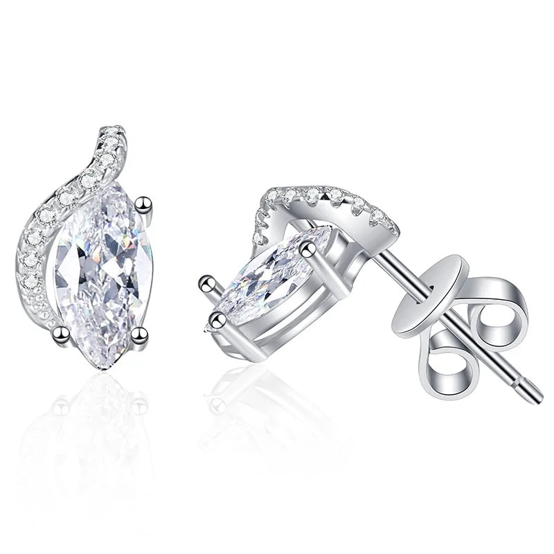 New Arrival Unique Design 925 Sterling Silver 0.5Carat Marquise Cut Angel Eye Moissanite Stud Earrings for Women