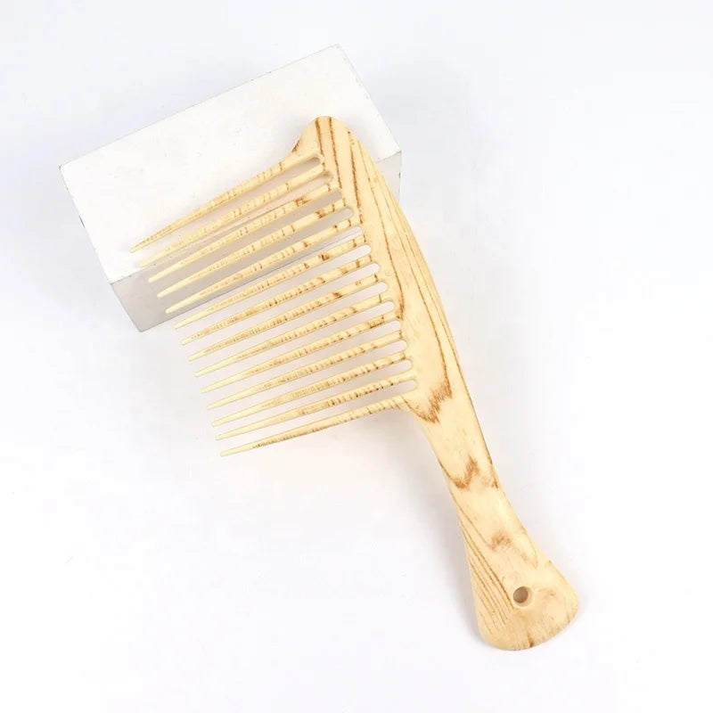 Wide Tooth Curly Plastic Barber ECO Friendly Anti Static Multifunctional Personalised  Styler Wooden Hair Comb