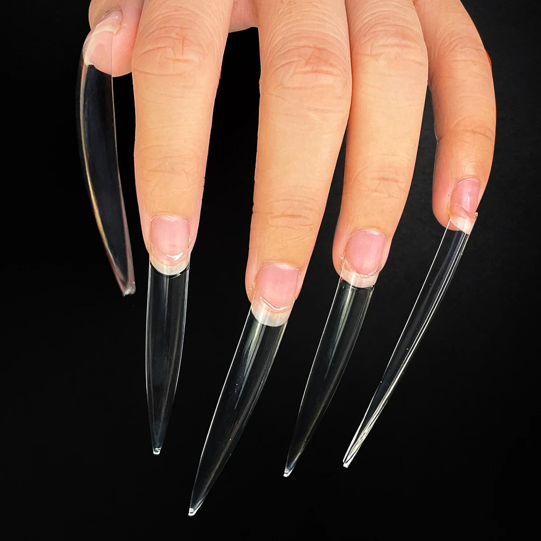 XXXL Extra Long Half Cover Artificial Tips Long Curved Design Pointed Stilettos Nail Tips for Nails Charms