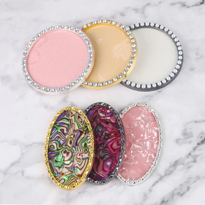 Beauty Nail Art Mixing Color Palette with Pearl Rhinestones Natural Resin Display for Gel Painting