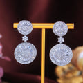 Top Quality Stunning Cubic Zircon Micro Pave Bridal Long Big Round Drop Earrings for Wedding Gift Jewelry Accessories