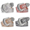 Luxury Western Cowboy Crystal Studded PU Metal Belts with Diamonds for Jeans Cinto De Strass