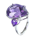 Factory Wholesale Rhodium Plated 925 Sterling Silver Natural Amethyst Ring for Women Anniversary Gift Party Wear