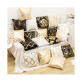 White Gold Embroidered Geometrical Square Throw Pillow Covers Short Velvet Cushion Cover Gold Foil for Sofa Couch Bed-for Hotels