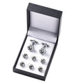 Fashion Mens Hollow Out Twist Knot Design Cufflinks Studs Tuxedo Collar Button Set Zircon Custom Cuff Links Stainless Steel 1pcs