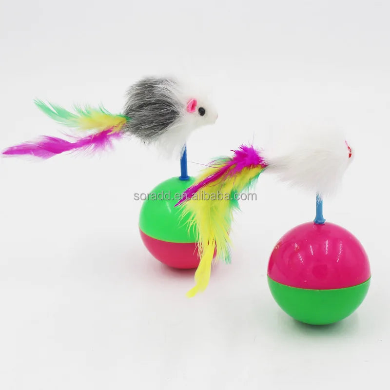 Cat Toy Mouse Self-Hey Funny Cat SticK Kitten Kitty Anti-Boring Artifact Feather Mouse Toy Interactive for Indoor