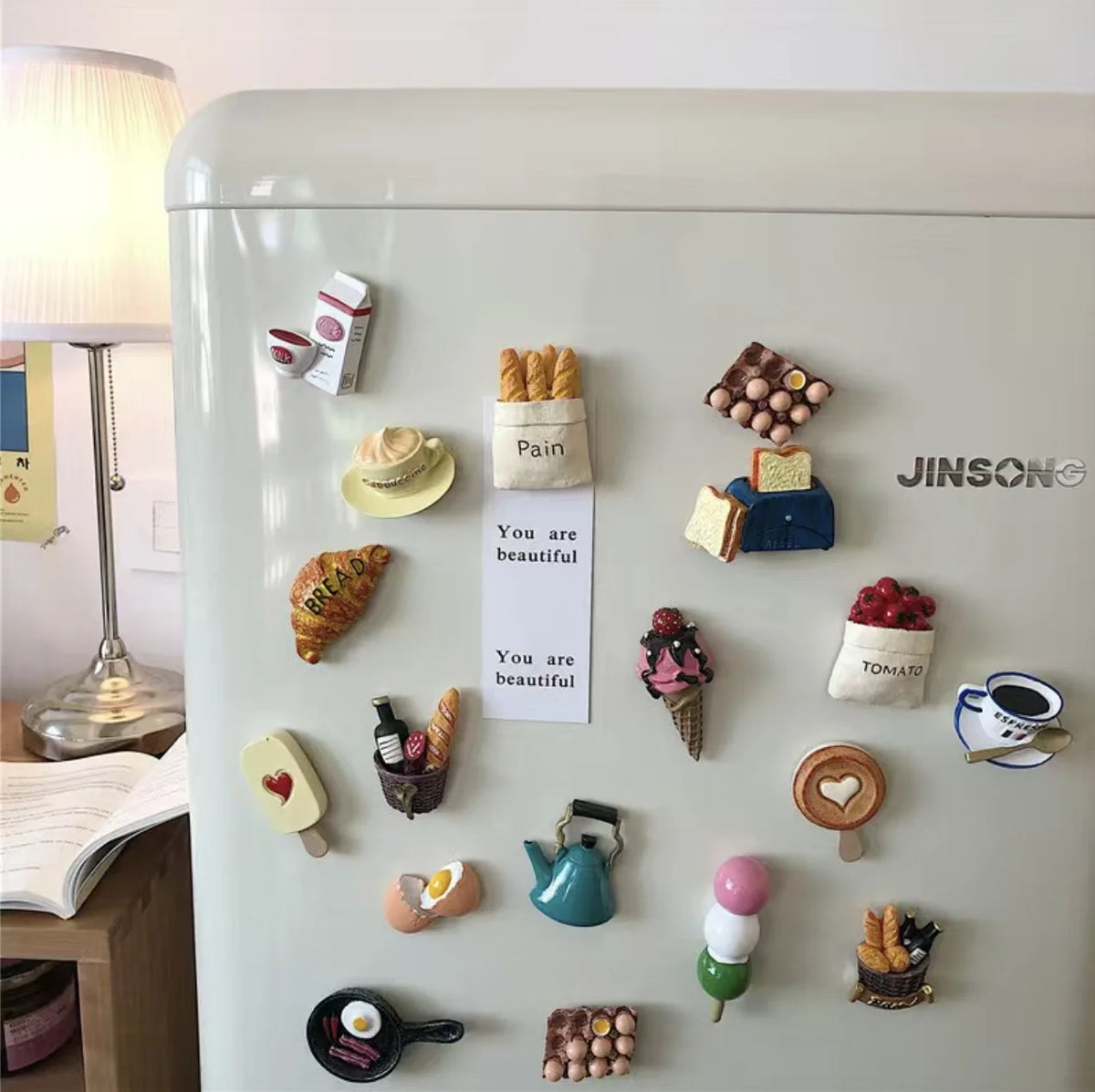 3D Realistic Food Fridge Magnets Creative Bread Egg Milk Refrigerator Magnets for Kitchen Decoration MegaBDM