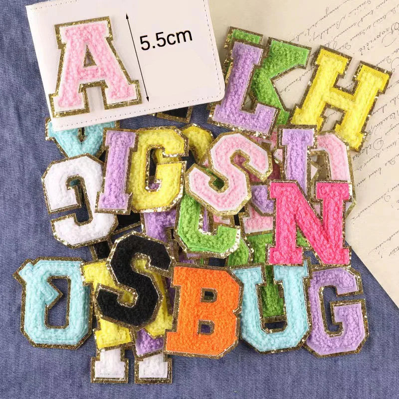 NEW DESIGN 5.5cm Embroidered Chenille Letter Alphabet Patches for Shirt Garment Accessories