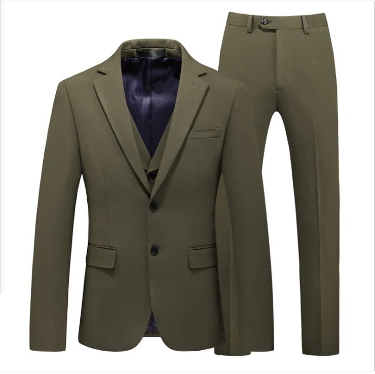 MOQ 1 Pieces Men's Suits Business Casual Men's Three-piece Suit Slim Groom Wedding Dress Custom Wholesale