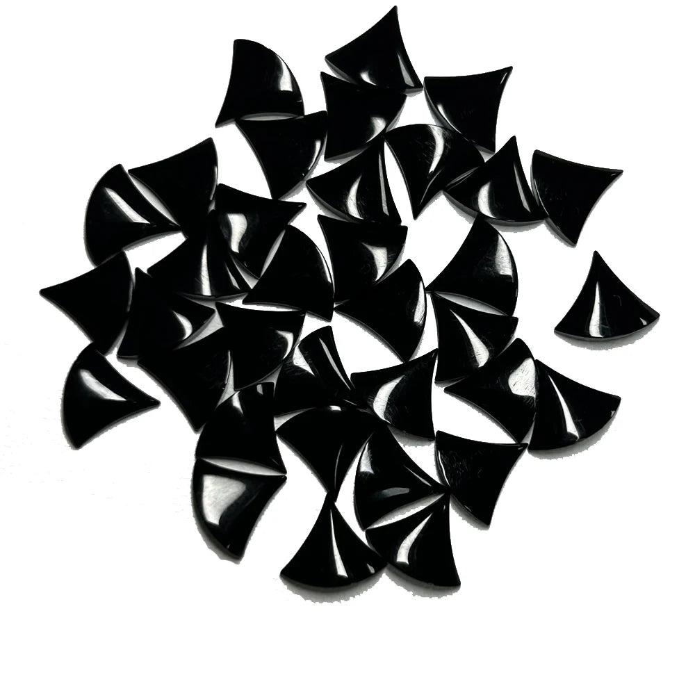 Natural Black Onyx  Fan Shape Flat Bottom Agate Cabochon Gemstones for Earring Jewelry